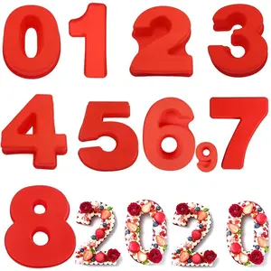 10 Inch 9 pieces Large Size Silicone Number Moulds Baking Cake Pan