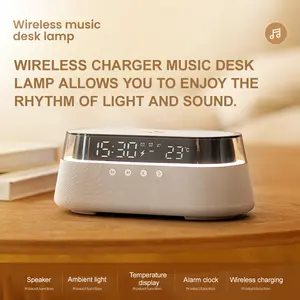 6 in 1 Portable Wireless Bluetooth Speaker with Wireless Charger, Night Light & LED Light, Home Pod Shower Speaker, Creative Wireless Charging Music Light for Bedroom & Smartphones Chargeable Audio