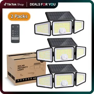 (2 Packs) Solar Outdoor Lights 2500LM 210LED SecurityLights,3 Heads Dimmable SpotLights with 3Modes,IP65 Waterproof, Outdoor Lighting Modern, Solar Flood Lights