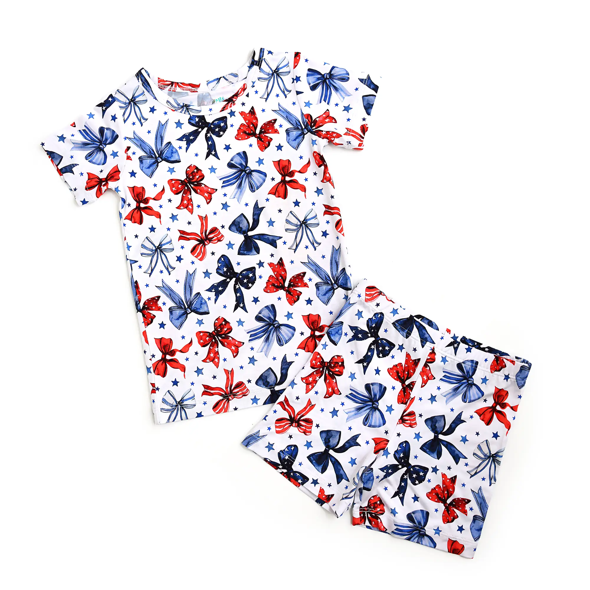 Eleanor Bows TWO PIECE - SHORTS Gigiand max bamboo 4th of july toddler girl clothes