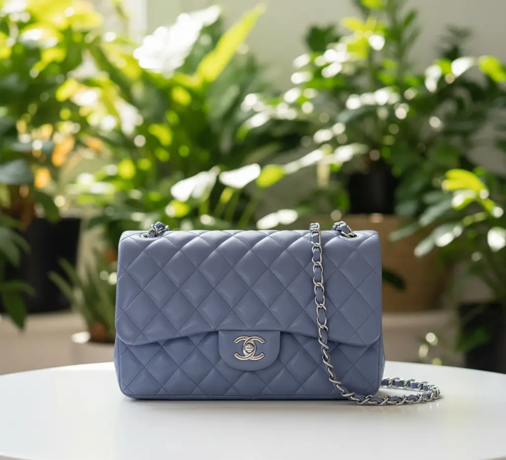 Pre-owned CHANEL Leather Shoulder Bags Purple Quilted Lambskin Jumbo Double Flap