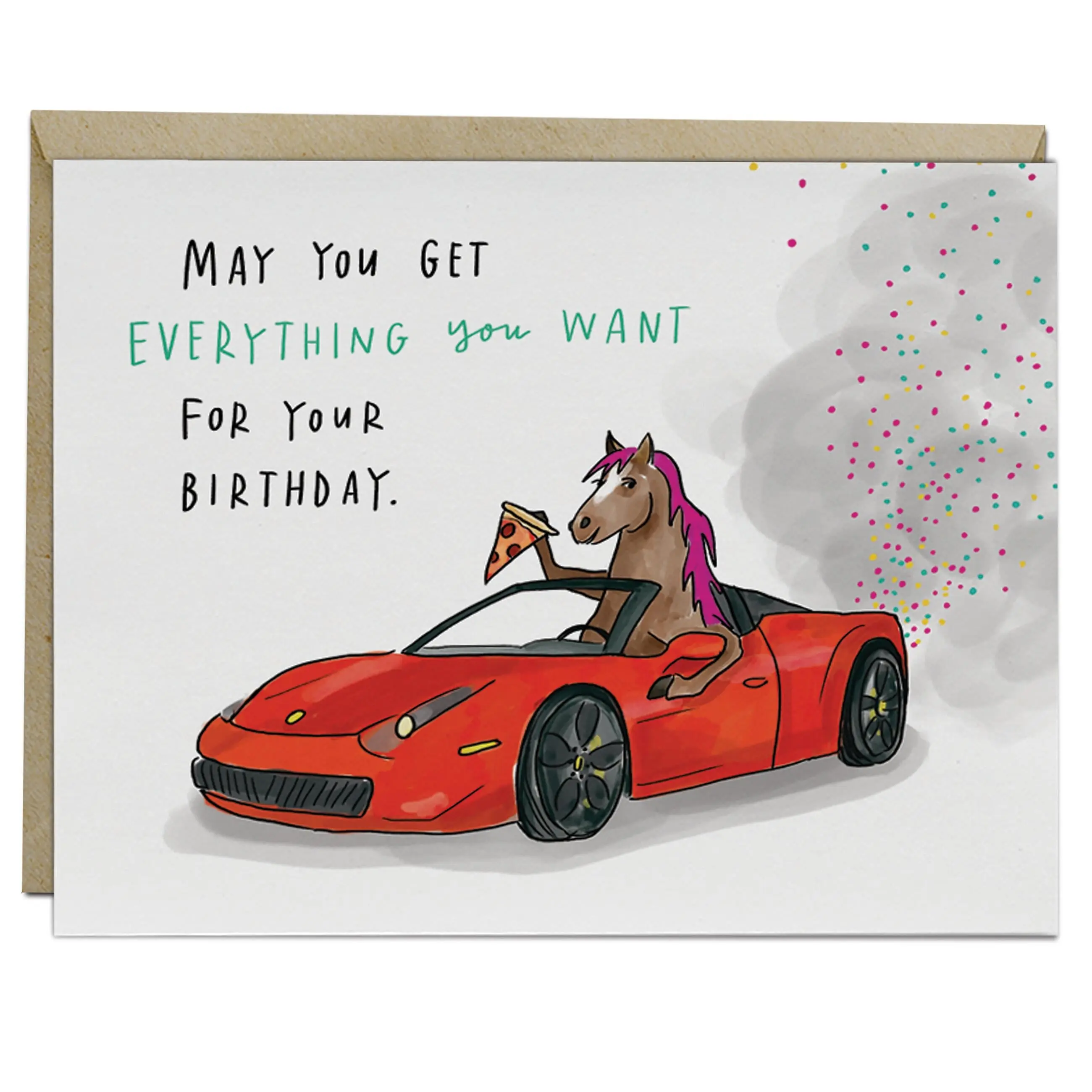 Pony Ferrari Pizza Birthday Card