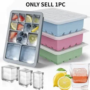 13-Compartment Ice Cube Tray with Lid, Silicone Mold, Reusable Freezer Box, Easy Release, DIY Whiskey Drink Ice Cubes