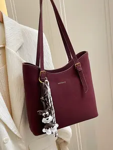 Women's Letter Zipper Closure Bag, Large Capacity Top Handle Tote, Fashion Versatile Elegant Daily Use Travel Handbag