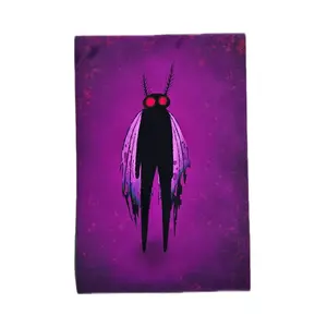 4x6 Art Print Mothman Cryptid Creepy Digital Art - Purple Background with Red Eyes and Black Body