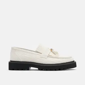 Journey White Croc Suede Lug Tassel Loafer Journey White Croc Suede Lug Tassel Loafer