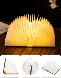 Foldable Book Lamp LED Night Light, Rechargeable Wooden Book-Shaped Light, Portable Ambient Desk Lamp for Bedroom, Living Room, Office, Creative Gift for Book Lovers funny mother day gift outdoorfun