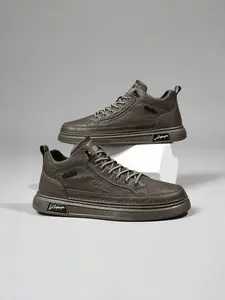 Men's Classic Casual Black Leather Shoes | High-Top Slip-Proof Design | Versatile Everyday Wear