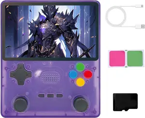 R39S Handheld Game Console with 20000+ Classic Games, 4” Large Screen Mini Video Gaming Console Support Gamepad, TV Output, Portable Pocket Games Console for Two Players, 15+ Emulators (Purple)