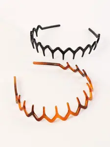 2pcs Wave Hairbands with Teeth, Simple Durable Non-Slip Design, Suitable for Face Washing and Skincare, Unisex Hair Accessories