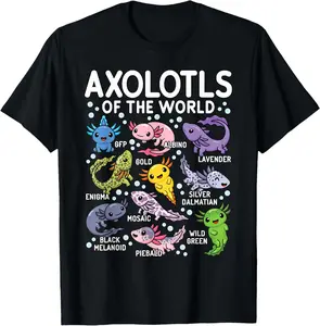 Cotton(pure) Axolotls Of The World Cute Kawaii Axolotl Men Women Kids T-Shirt