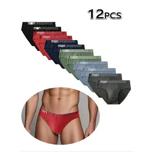 Men's Letter Tape Solid Colored Triangular Underpants for Daily Wear Clothing, Casual Men's Underwear Brief for All Seasons, Underwear for Men, Undergarments