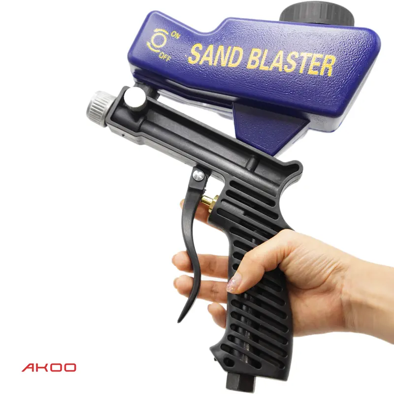 Portable Sand Blaster Gun Kit，Pneumatic Sandblasting Set， Light-Duty Air Sandblaster Gun Kit with Siphon & Gravity Feed, Ceramic Nozzle, Metal Body, for Small Project Surface Prep, Paint & Rust Removal, Metal/Wood/Glass Etching, Requires Air Compresso