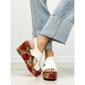 Corkys Freddie Wedge Sandals in WHITE