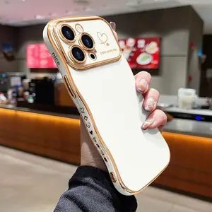 Valentines Day Smartphone Screen Protector Case for iPhone 12 & 12 Pro Max with Love Heart Design, Cute Wave Shape & Raised Camera Protection