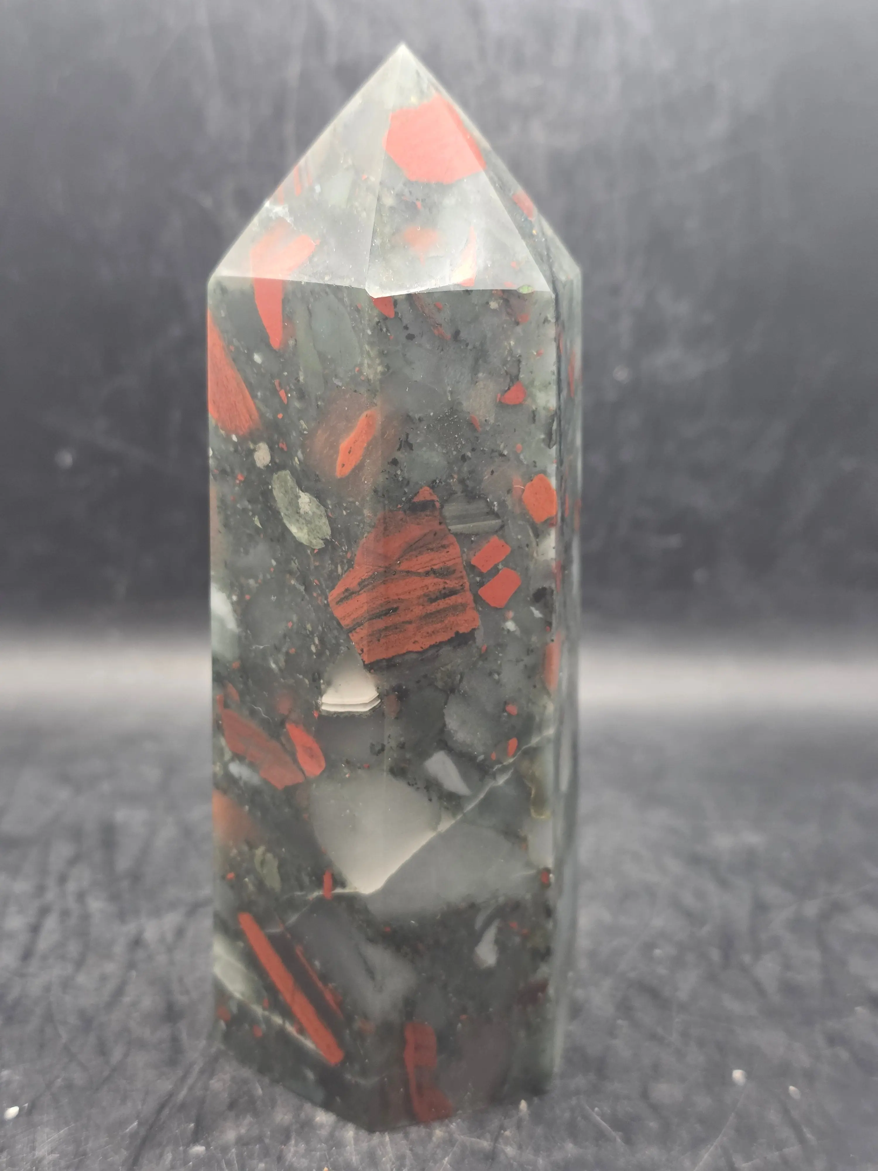 Large African bloodstone tower! 5 inches tall, 15.5 ounces!