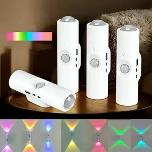 3/4PCS RGB Motion Sensor Cat Eye Night Light, Color-Changing Dimmable USB Smart Spotlight, Lighting Modes Adjustable, Easy to Install for  Kitchen, Bedroom, Stairs, Wardrobe