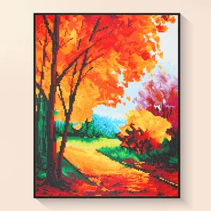 Autumn Forest Scenery Diamond Painting Kit, Vibrant Fall Art, DIY Sparkling Home Decor, Creative Wall Art, Perfect Gift for Nature Enthusiasts, Relaxing Diamond Craft, Cozy Home Decor, Warm Design
