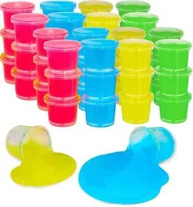 Mini Glow in The Dark Slime - 48 Pack - Slime Party Favors Neon Blue, Green, Pink, Yellow Colors - Glowing Slime Kit for Kids - Party Favors, Goody Bag Fillers