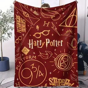 Harry Potter Themed Blanket, Illustrated Pattern, Suitable For Teenagers' Sofas, Camping, And Travel Plane Covers, Perfect For Science Fiction Fans' Birthday Gifts, Letter Print Blanket