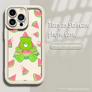 Green Bear Watermelon Phone Case，Cute Cartoon Style for iPhone 17 16 15 14 13 12 11 Plus Pro Max，Sweet Summer Gift. c2