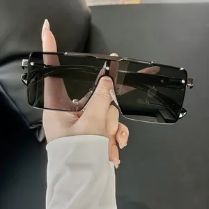Oversized Frameless Adult Metal Glasses, Suitable for Both Men And Women, Ideal for Parties, Vacations, Driving, And Photography Props.