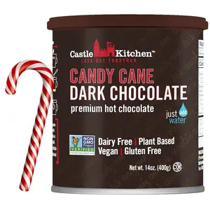 Castle Kitchen Candy Cane Christmas Hot Chocolate (14 oz) - Festive, Holiday-Ready Hot Cocoa - Dairy Free, Vegan made W Dark Chocolate and Natural Flavors- Just Add Water