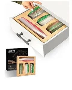 Food Bag Storage Organizer Bamboo Bag Storage for Kitchen Baggies holder Spread Pixie Dust