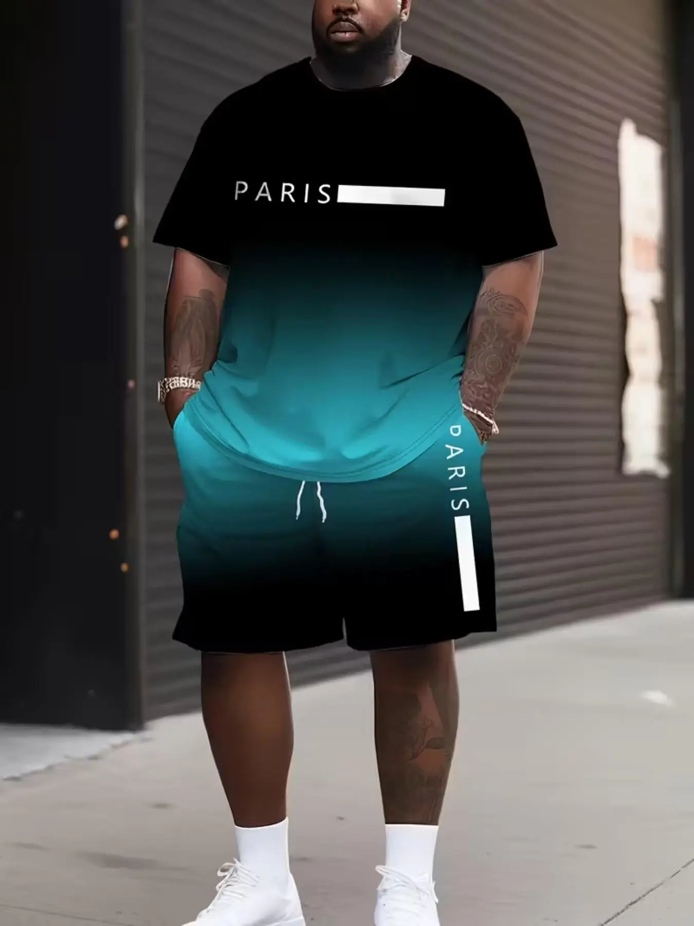 Men's Plus Size Casual Sport Set, Gym Set, Workout Sets, Short Sleeve T-Shirt & Shorts 2-Piece, Breathable Loose Fit Quick-Dry Summer Athletic Wear, Quick Drying Outfits Fitness Outdoors Clothing