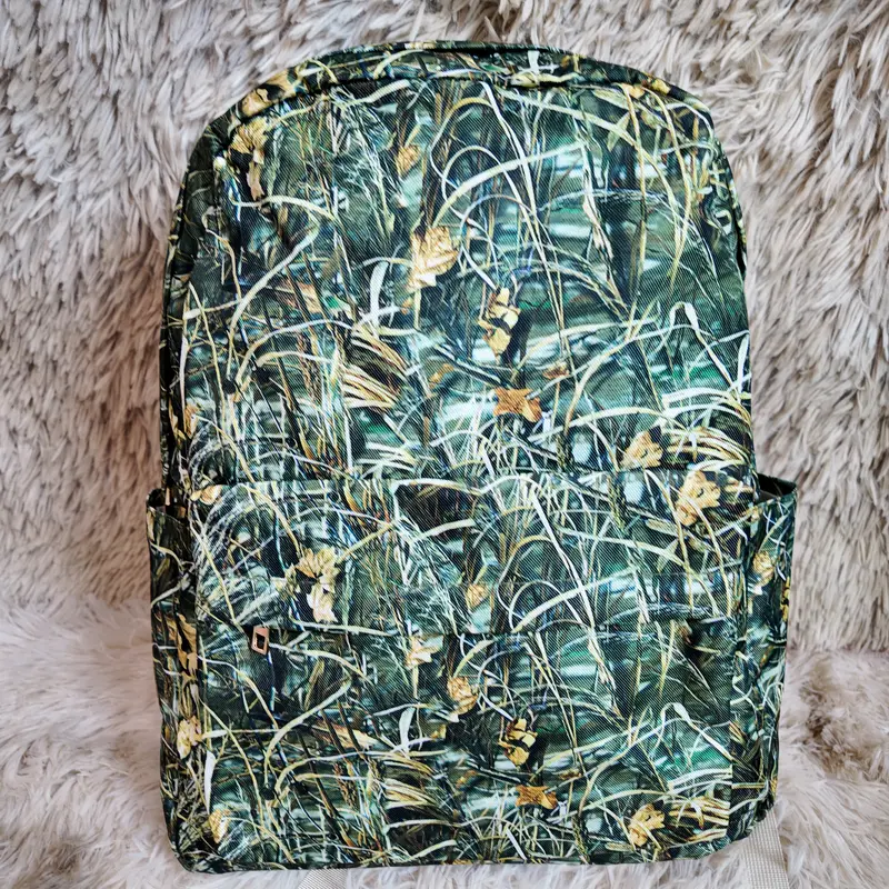 Leaves camouflage printed pockets backpack hunting kids bag