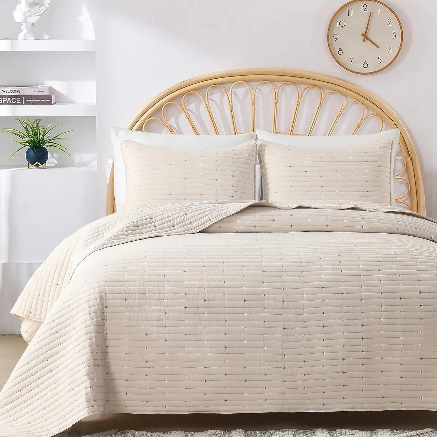 GREAGLE Queen Quilt Set, Full Size Lightweight Bedspread Coverlet Bedding Set with 2 Pillow Sham(20 x 26 in)