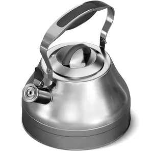 Stellagro Premium Stovetop Whistling Tea Kettle, Stainless Steel Tea Kettle with Ergonomic Handle, Fast Heating Teapot for Gas, Electric & Induction Stoves, Satin Finish, 3.2 QT / 3 L, Silver