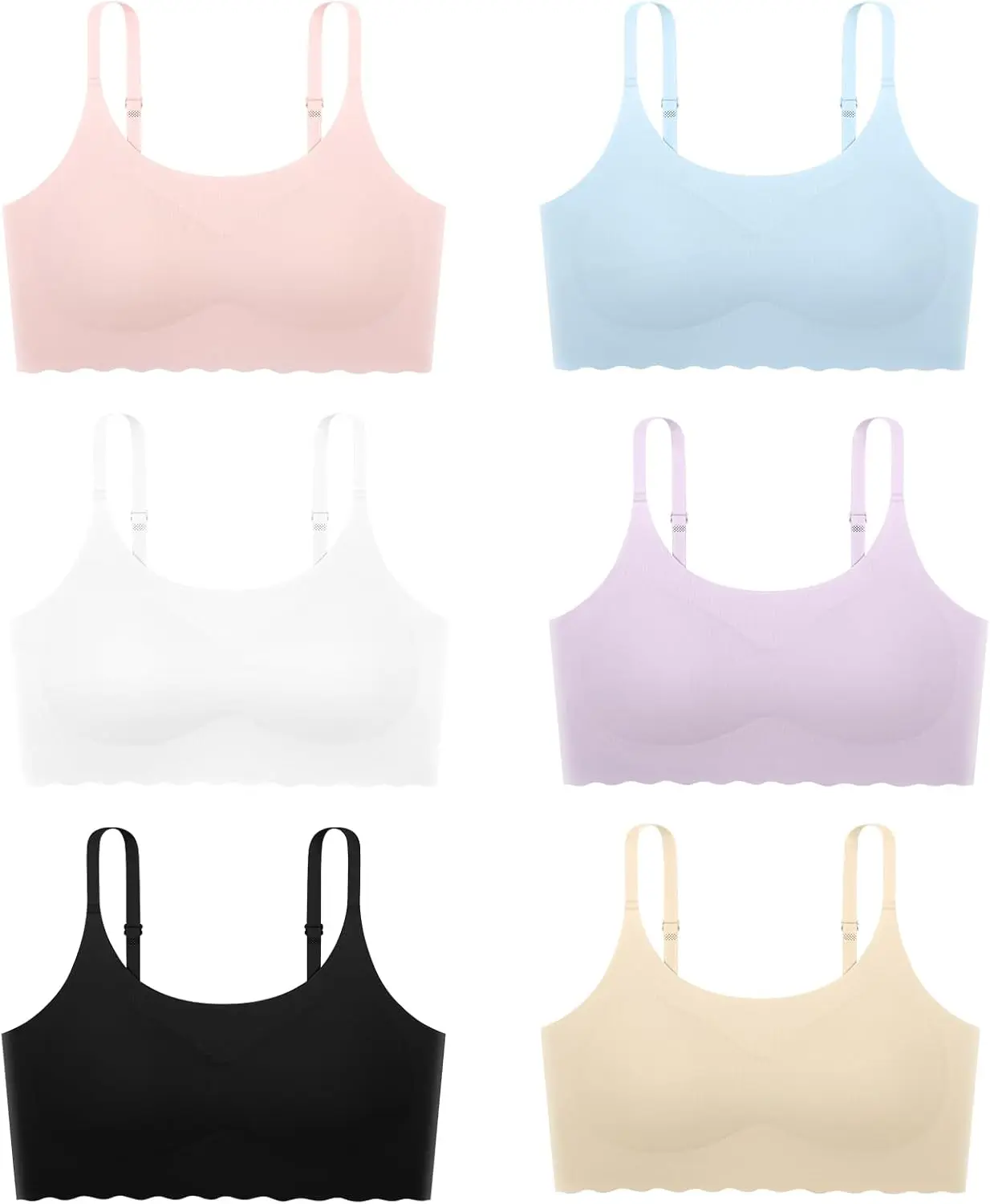 Teen Girls Seamless Training Bra No Show Sports Bra with Removable Padding Adjustable Strap Multipack.Gift.
