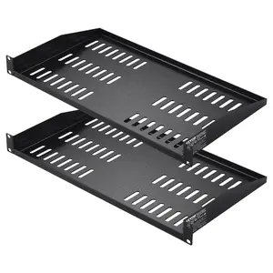 VEVOR 2PCS 1U Server Rack Shelf, 10/254 mm Depth, 50 lbs Max Load Capacity Vented Cantilever or Wall Mount Rack Mount Shelf with Tray, Good Air Circulation for 19 Network Cabinet or Equipment Rack