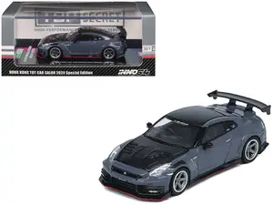 2024 Nissan GT-R (R35) Nismo Gray with Carbon Hood and Top "Hong Kong Toy Car Salon 2024" 1/64 Diecast Model Car by Inno Models