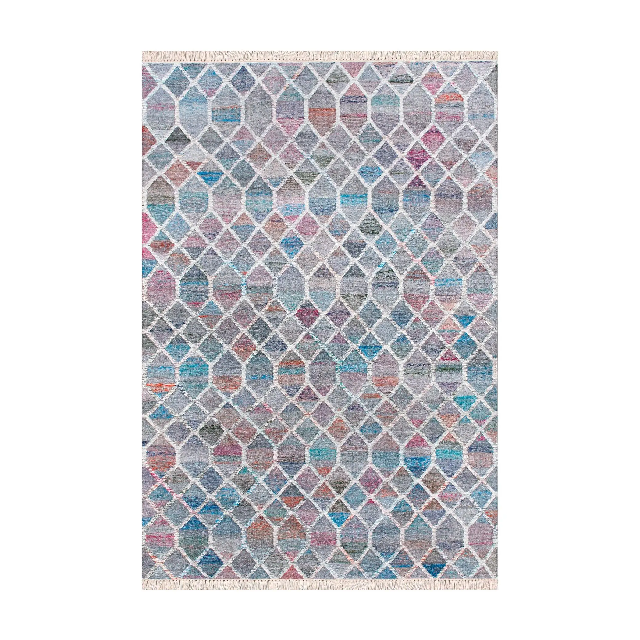 Ox Bay Mosaic Lattice 4' x 6' Wool Dhurrie AreaRug