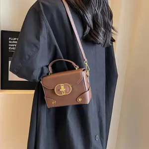 Women's Luxury Crossbody Small Square Bag- Designer Style Flap Leather Shoulder Purse NONE