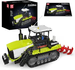 Mould King 17093 Technik Remote Controlled Tractor Building Blocks Model, 1357 Pieces Agricultural Tractors Model Building Blocks Toy, Remote Control and App Dual Control Mobile Truck