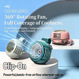 【2026 New Mini Clip On Fan Suitable For Shirts & Waist】Portable Small Bladeless Fan, 5-speed 360° Surround Wind Silent Rechargeable Cooling Fan, Suitable For Hiking, Traveling, Sports, Camping, Golf, Fishing, Outdoor Hanging Neck Fan, Summer Gift