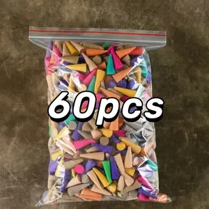 60pcs Premium Incense Cones for Home & Yoga, Peppermint, Tower Scent, Flower Scents, Meditation, Cleaning, Bathroom Deodorizer