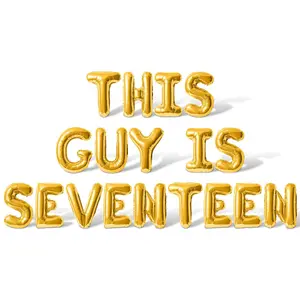 Letter Balloons - THIS GUY IS SEVENTEEN 16" Inch Alphabet Letters Foil Mylar Balloon 17th Birthday Party Banner