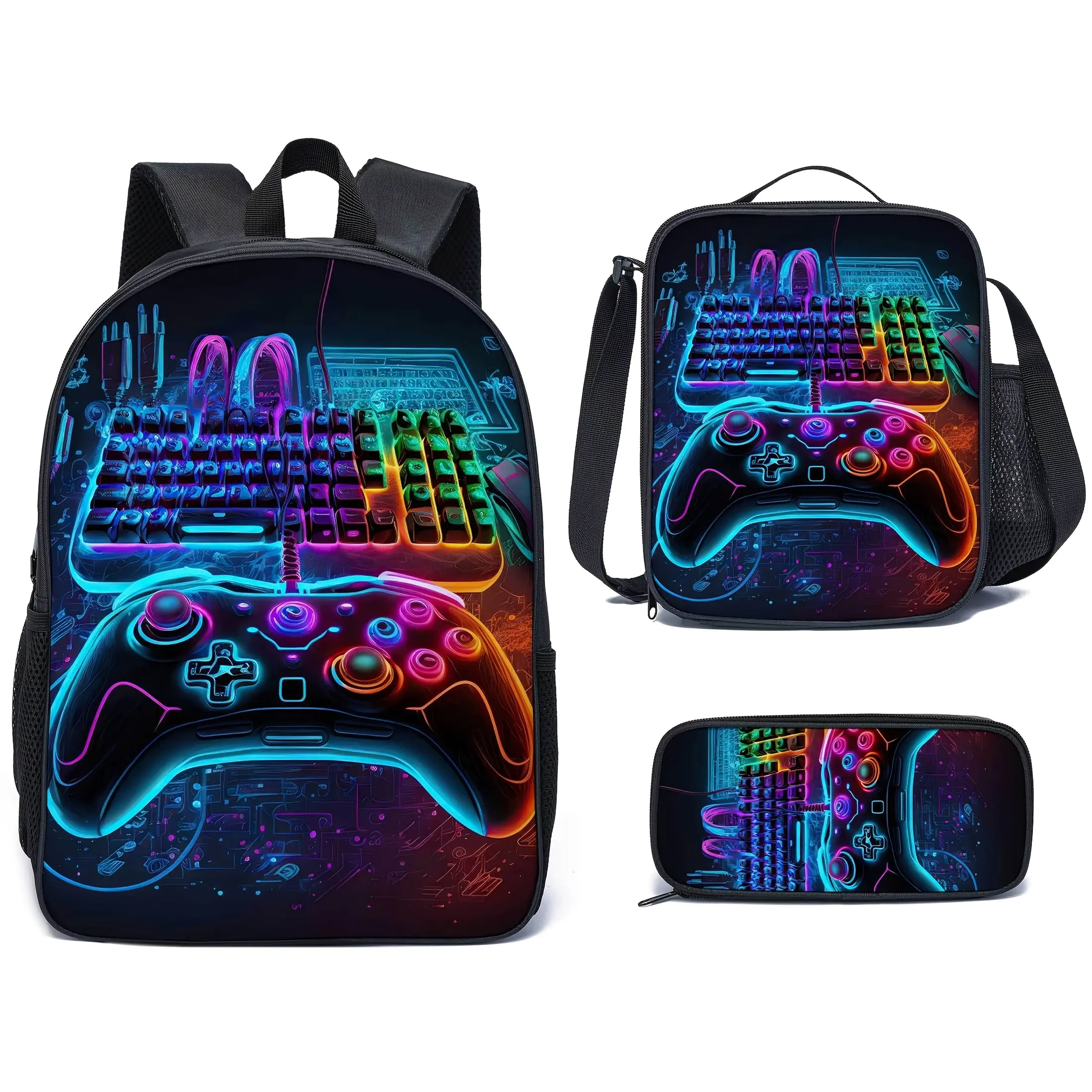 Casual Gaming Laptop Backpack with Keyboard Controller Print for Teen Boys, Large Capacity Lightweight School Bag, Middle School Laptop Bags, Boys Backpack For School