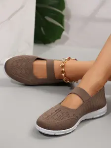 Comfortable Flyknit Mesh Mary Jane Single Shoe for Women, Breathable Slip-On Shoes with Soft Sole, Anti-Slip Mom Shoes, Casual Fashion Shoes