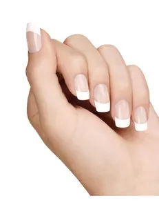 28 COUNT FRENCH TIP PRESS ON NAILS; WHITE SHORT SQUOVAL