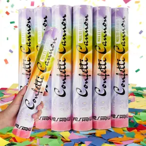 Confetti Cannon Party Poppers Biodegradable Shooters (6 Pack) Multicolor Confetti Blaster for Birthday Graduation Wedding Christmas New Year’s Eve Valentine's Day