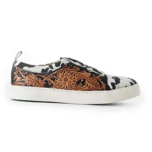 Women Limited Edition Cowprint with Handtooling Sneaker