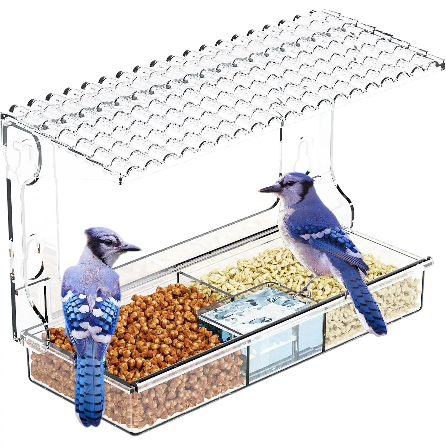 Window Bird Feeders With  Suction Cups, Clear Birdhouse and  Birdfeeder for Window Viewing Box,Glass Bird Houses for Viewing Inside,Outdoors,Gifts for Grandparents,Old People,,