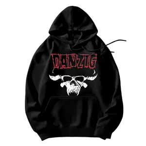Danzig Hoodie Skull Logo Graphic Sweatshirt - Punk Metal Band Pullover Apparel for Men Women Unisex, Horror Rock Danzig Tour 2025 Design Black Hooded Jumper with Pocket, Fan Gift Birthday Christmas Concert Merch