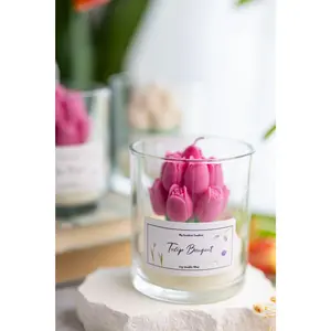Handmade Tulip Bouquet Scented Candle – 14oz Long-Lasting Fragrance