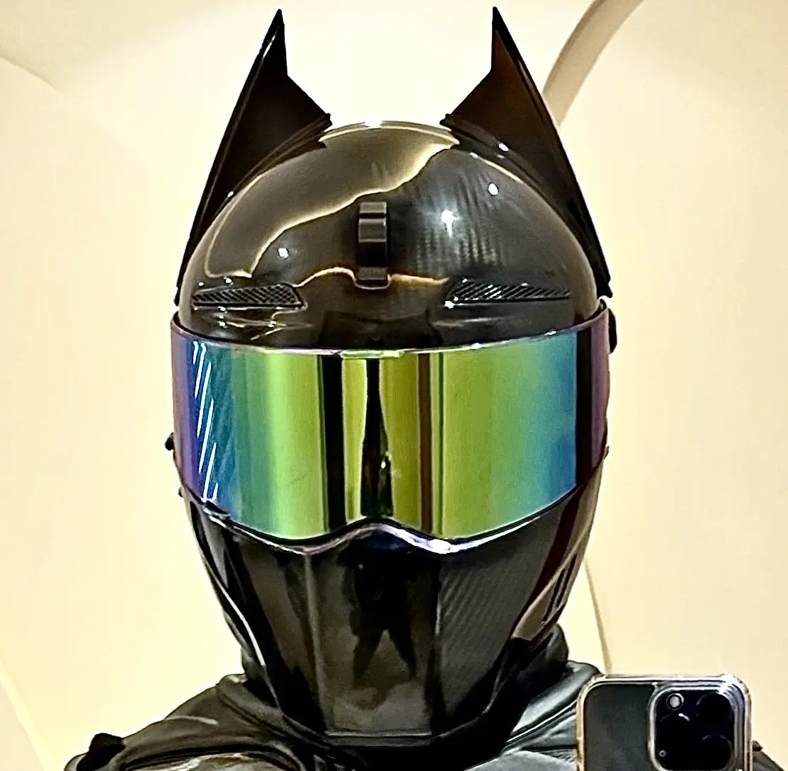 batman ears for motorcycle helmet Bat Ear with Bluetooth Headset Full-Face Motorbike Helmet ECE Certification Scooter Cruiser Moped Helmet Men and Women Removable Top Batman-Style Helmets You Can